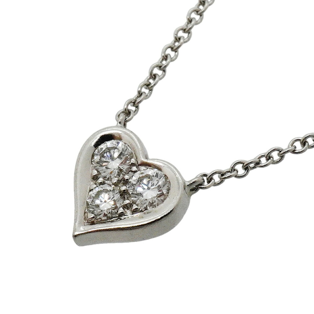 Tiffany & Co. Sentimental Heart Necklace, 3PD (Pt950) Platinum, Diamond, Ladi...